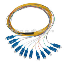 SC / UPC solo modo 12 color 12 fibra 1.5m conectador azul ventilador plano salida de fibra óptica